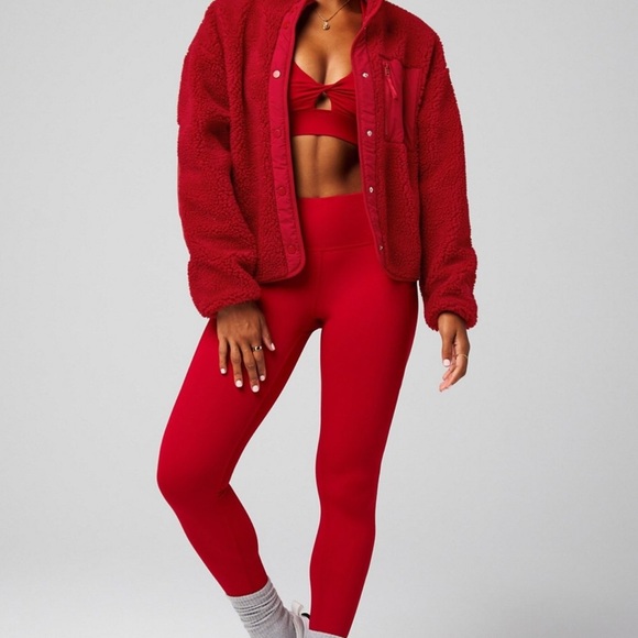 Fabletics Bold Red Teddy Jacket - Picture 3 of 3